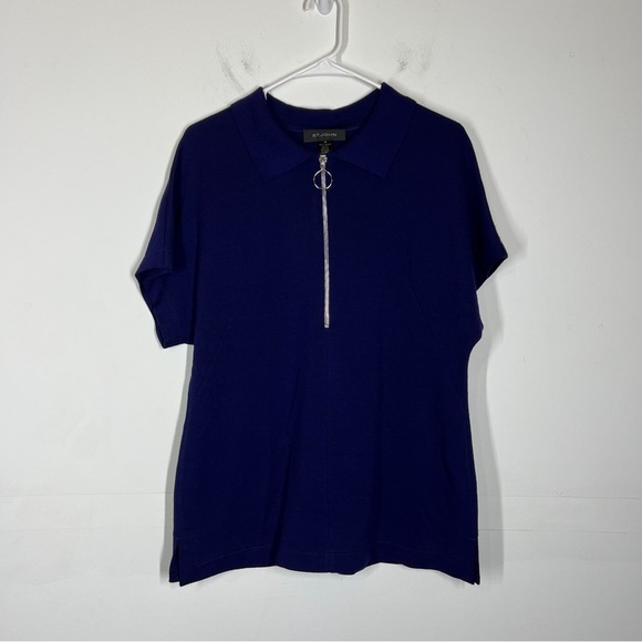 St John Wool Blend Knit Short Sleeve Sweater Size Medium - Picture 2 of 11